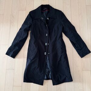 Anne Klein Midi Canvas Coat with Metal Buttons